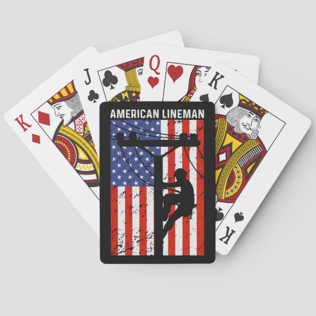 Rustic Classic American Lineman USA flagga Casinokort (Baksidan)