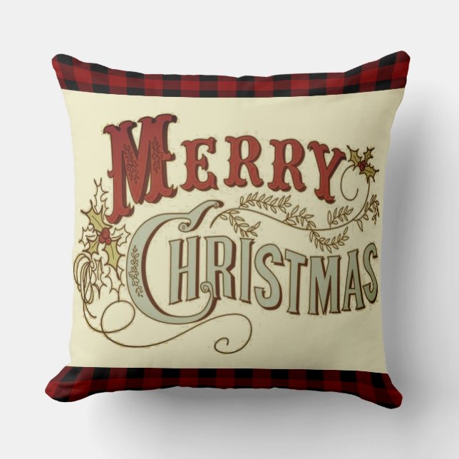Rustic Classic och Traditional God jul Kudde (Framsida)