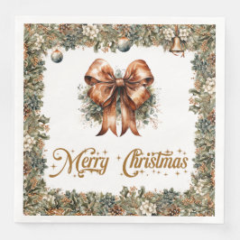 Rustic Classic Sage grönt guld Julband Pappersservett