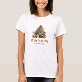 Rustic Classic Sage grönt och guld Julgran T Shirt