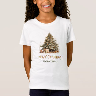 Rustic Classic Sage grönt och guld Julgran T Shirt