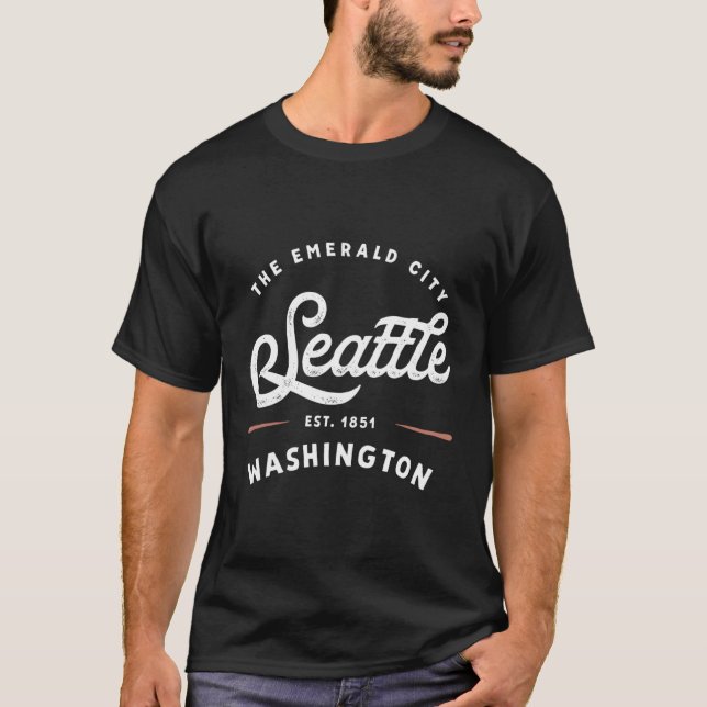Rustic Classic Seattle Washington 1851 Usa Gift T Shirt (Framsida)