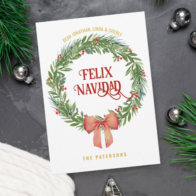 Rustic Classic Wandan Anpassningsbar Family Namn-j Julkort (Share the spirit of the season with our holiday greeting card featuring a beautiful Christmas wreath)