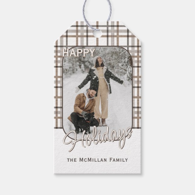 Rustic Classy Elegant Play Mönster Helgdag Presentetikett (Framsidan)