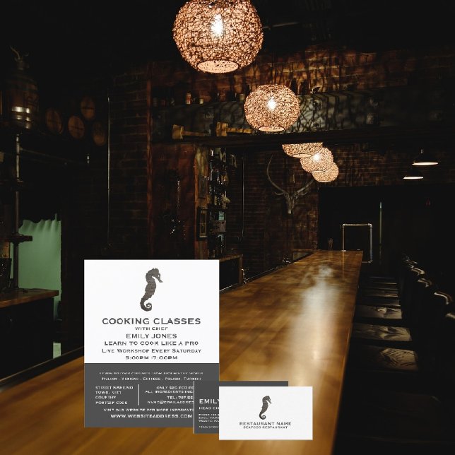 Rustic Clay Seahorse, Seafood, Chef, Cooking Visitkort (Skapare uppladdad)