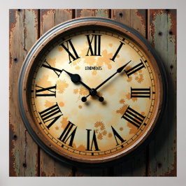 Rustic Clock Ansikte Poster