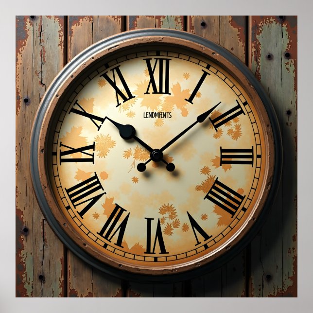 Rustic Clock Ansikte Poster (Framsidan)