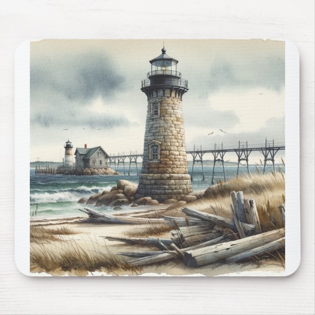 Rustic Coastal Lighthouse Seaside Beach Musmatta (Framsidan)