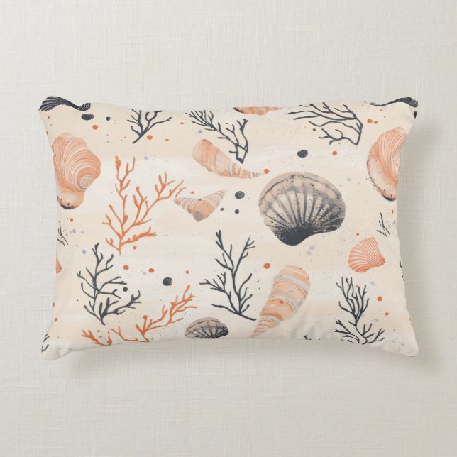 Rustic Coastal - Seashells, Starfish, Reef (13) Prydnadskudde (Framsidan)