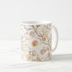 Rustic Coastal - Seashells, Starfish, Reef (14) Kaffemugg