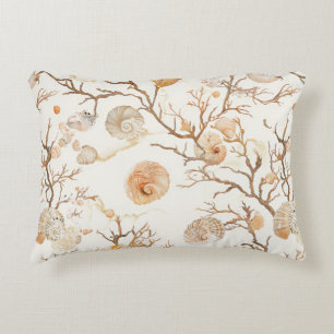 Rustic Coastal - Seashells, Starfish, Reef (14) Prydnadskudde