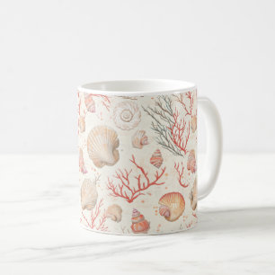 Rustic Coastal - Seashells, Starfish, Reef (16) Kaffemugg
