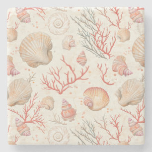 Rustic Coastal - Seashells, Starfish, Reef (16) Stenunderlägg