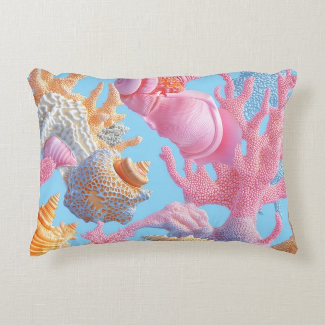 Rustic Coastal - Seashells, Starfish, Reef (18) Prydnadskudde (Framsidan)