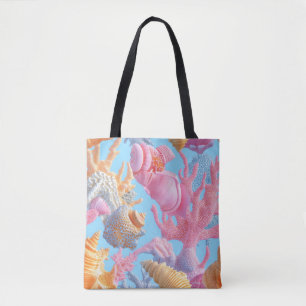 Rustic Coastal - Seashells, Starfish, Reef (18) Tygkasse