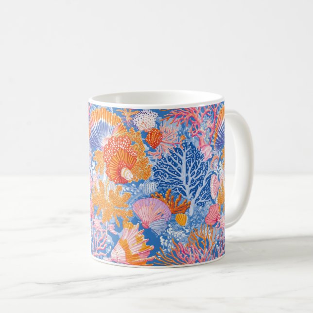 Rustic Coastal - Seashells, Starfish, Reef (19) Kaffemugg (Framsida höger)
