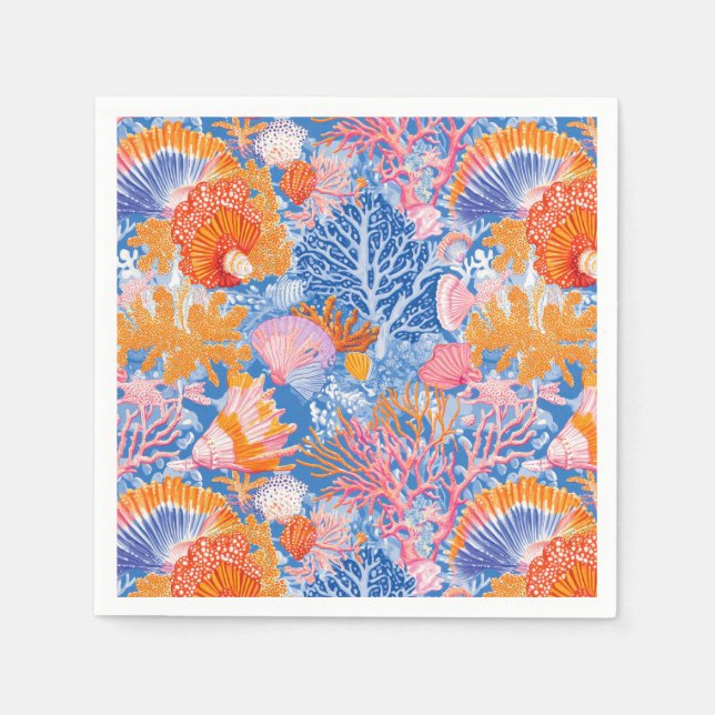 Rustic Coastal - Seashells, Starfish, Reef (19) Pappersservett (Framsidan)
