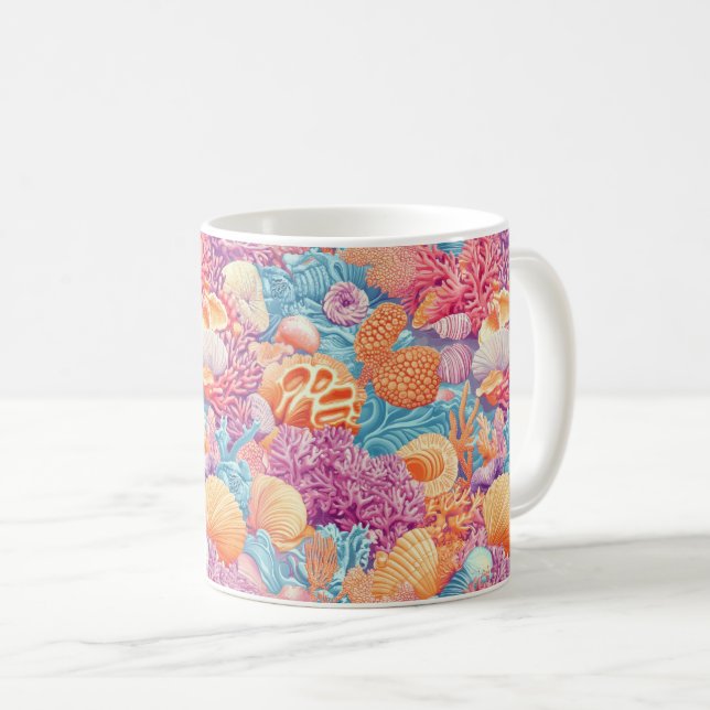 Rustic Coastal - Seashells, Starfish, Reef (20) Kaffemugg (Framsida höger)