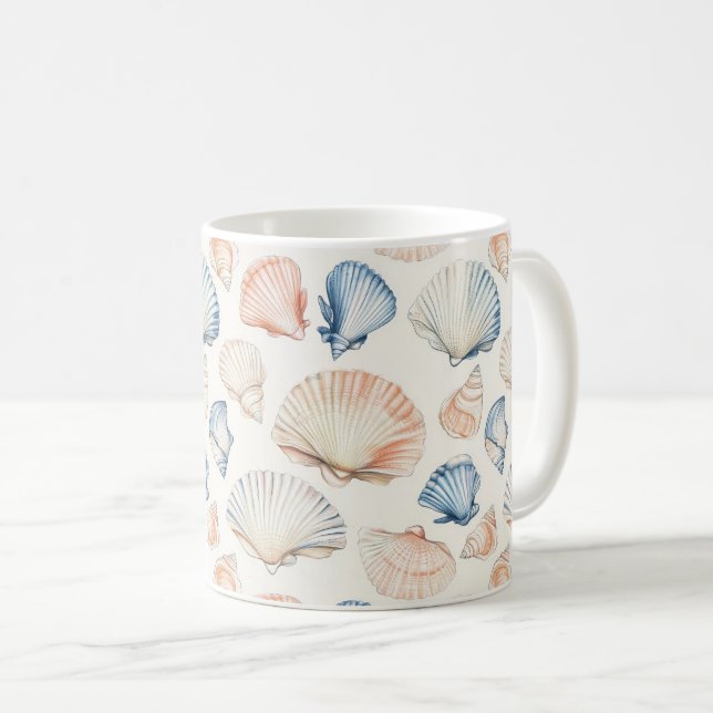 Rustic Coastal - Seashells, Starfish, Reef (21) Kaffemugg (Framsida höger)