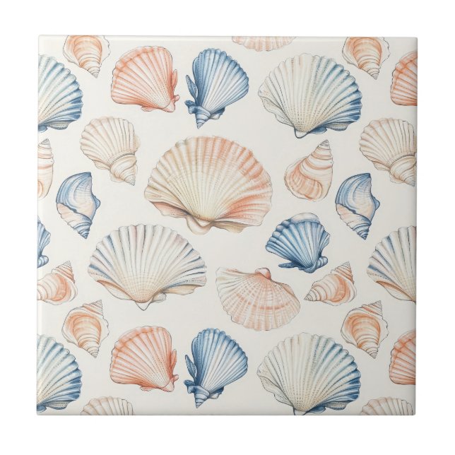 Rustic Coastal - Seashells, Starfish, Reef (21) Kakelplatta (Framsidan)