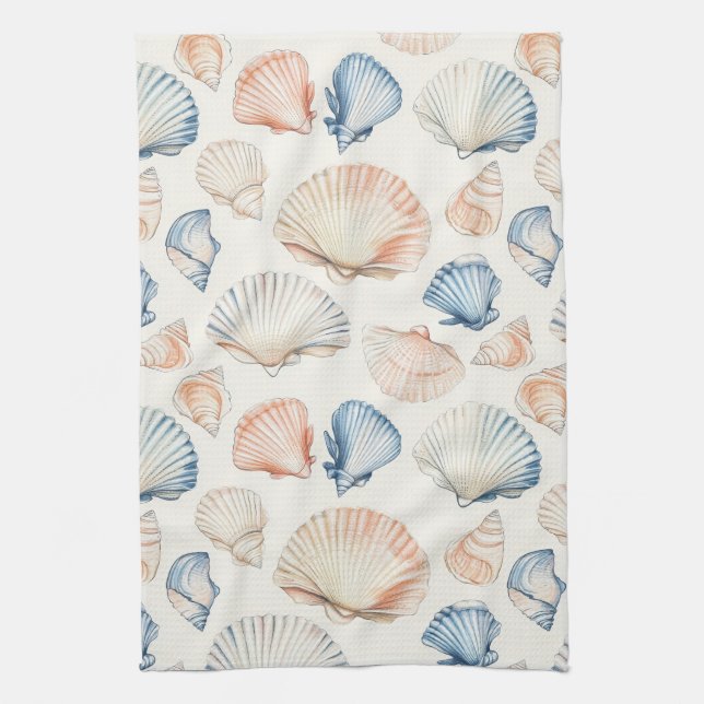 Rustic Coastal - Seashells, Starfish, Reef (21) Kökshandduk (Vertikal)