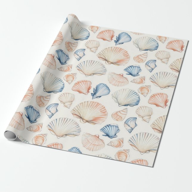 Rustic Coastal - Seashells, Starfish, Reef (21) Presentpapper (Utrullad)