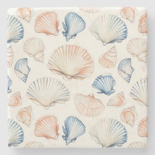 Rustic Coastal - Seashells, Starfish, Reef (21) Stenunderlägg (Framsidan)