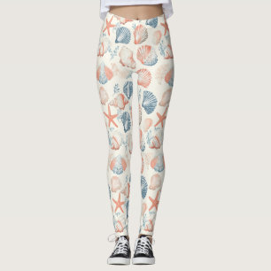 Rustic Coastal - Seashells, Starfish, Reef (23) Leggings