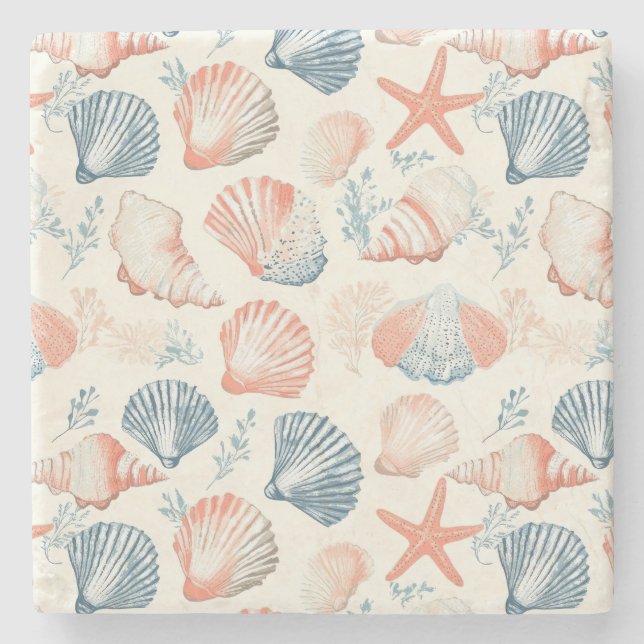 Rustic Coastal - Seashells, Starfish, Reef (23) Stenunderlägg (Framsidan)