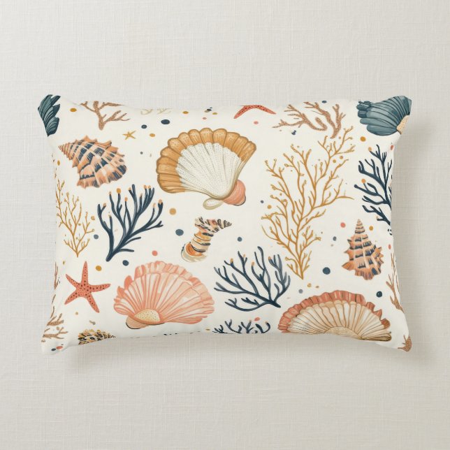 Rustic Coastal - Seashells, Starfish, Reef (24) Prydnadskudde (Framsidan)