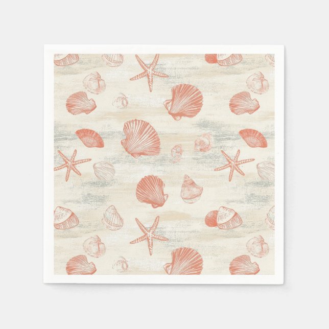 Rustic Coastal - Seashells, Starfish, Reef (29) Pappersservett (Framsidan)