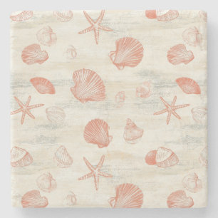 Rustic Coastal - Seashells, Starfish, Reef (29) Stenunderlägg
