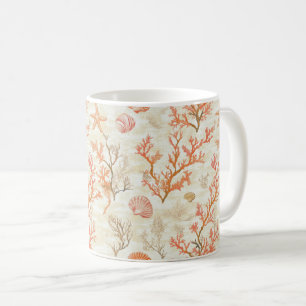 Rustic Coastal - Seashells, Starfish, Reef (2) Kaffemugg