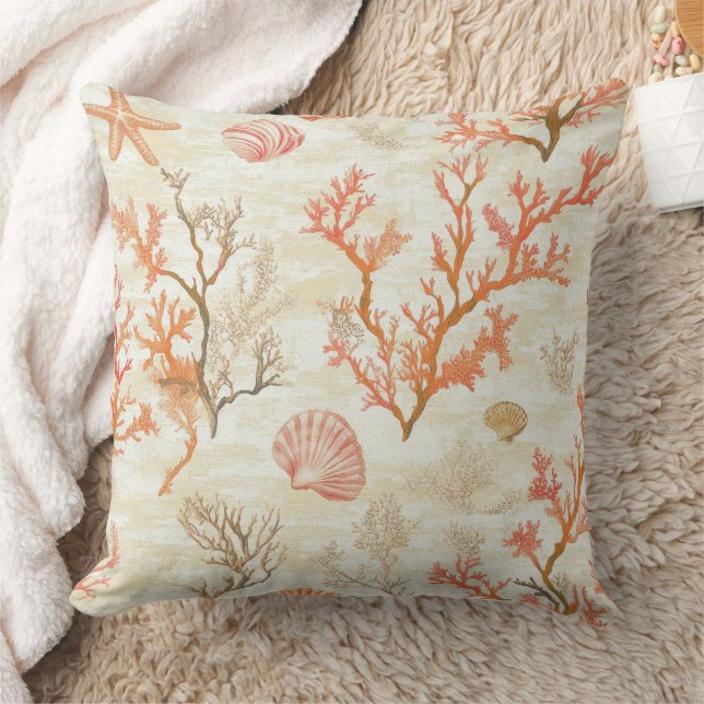 Rustic Coastal - Seashells, Starfish, Reef (2) Kudde (Filt)