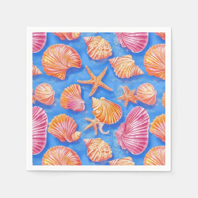 Rustic Coastal - Seashells, Starfish, Reef (30) Pappersservett (Framsidan)
