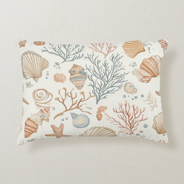 Rustic Coastal - Seashells, Starfish, Reef (32) Prydnadskudde (Framsidan)