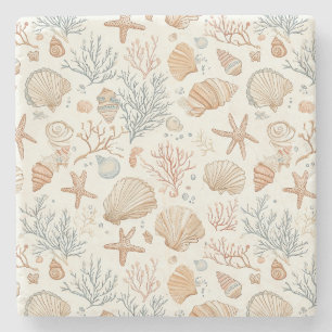 Rustic Coastal - Seashells, Starfish, Reef (32) Stenunderlägg