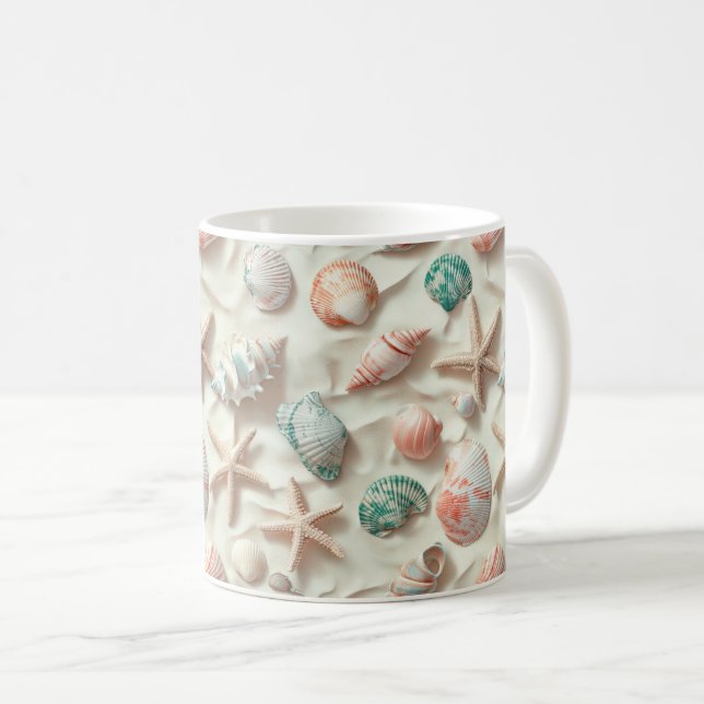 Rustic Coastal - Seashells, Starfish, Reef (33) Kaffemugg (Framsida höger)