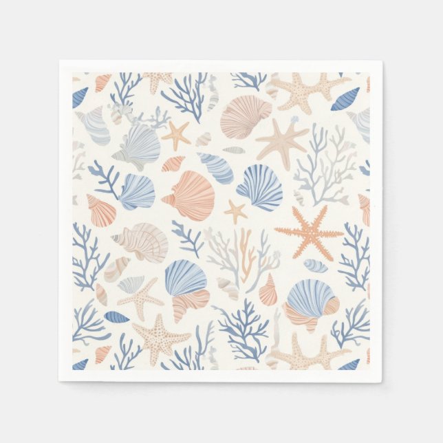 Rustic Coastal - Seashells, Starfish, Reef (34) Pappersservett (Framsidan)