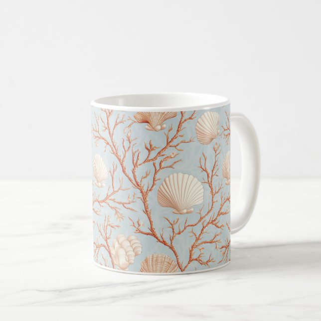 Rustic Coastal - Seashells, Starfish, Reef (36) Kaffemugg (Framsida höger)