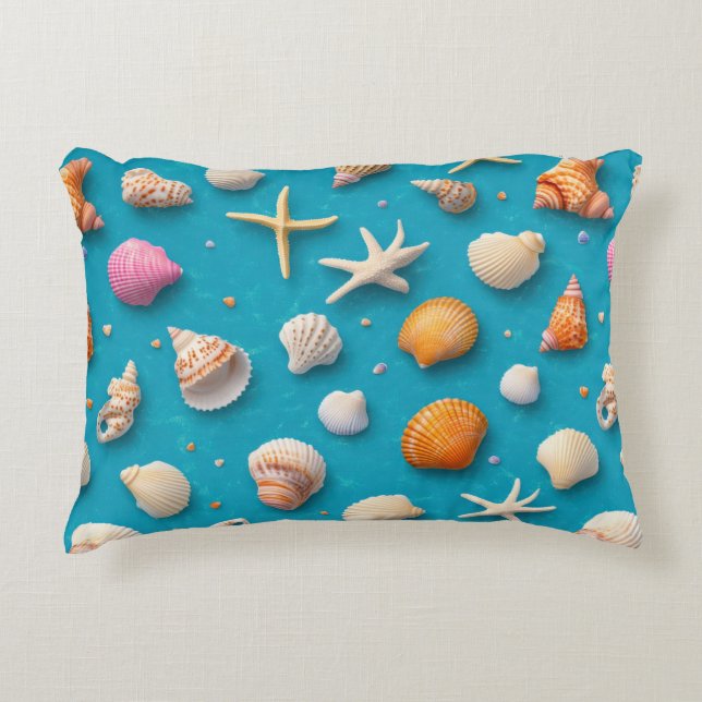 Rustic Coastal - Seashells, Starfish, Reef (3) Prydnadskudde (Framsidan)