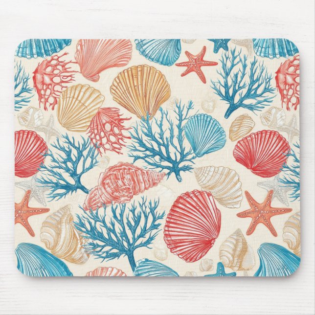 Rustic Coastal - Seashells, Starfish, Reef (7) Musmatta (Framsidan)