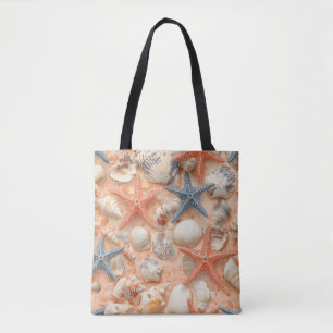 Rustic Coastal - Seashells, Starfish, Reef (8) Tygkasse