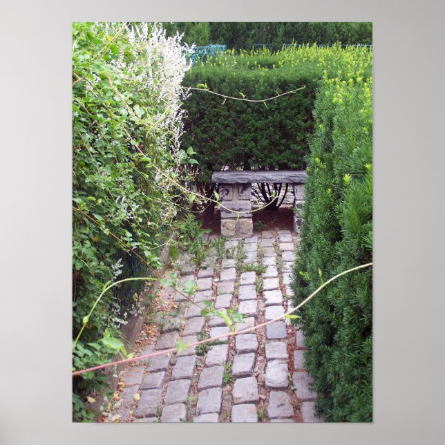 Rustic Cobblestone Garden Väg Poster (Framsidan)