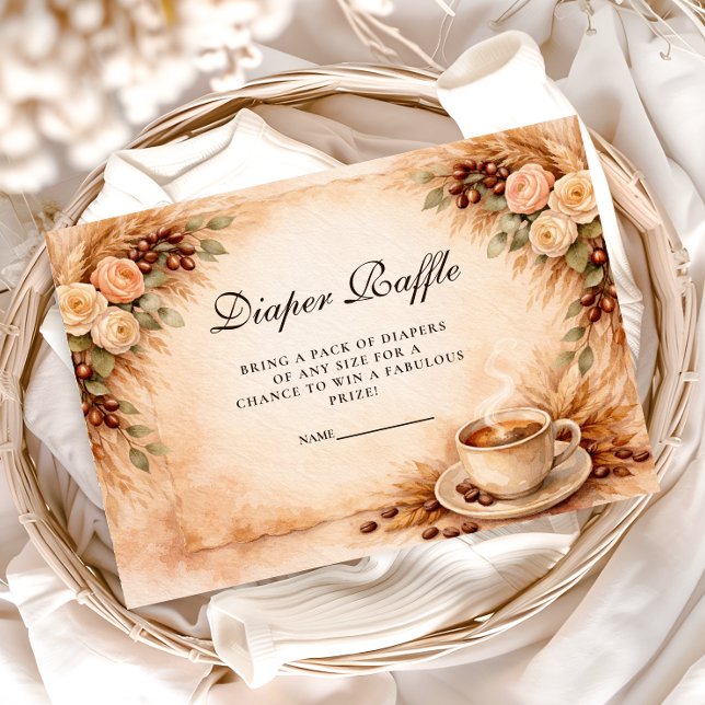 Rustic Coffee Baby Shower Diapper Raffle Tilläggskort (Skapare uppladdad)