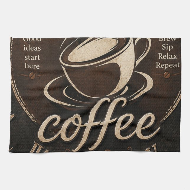 Rustic Coffee Bar Decor Gift Kökshandduk (Horisontell)