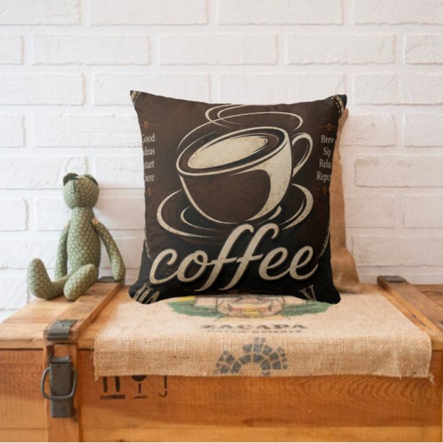 Rustic Coffee Bar Decor Gift Kudde (Skapare uppladdad)