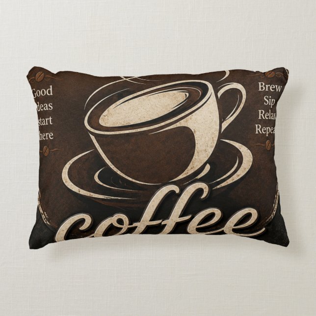 Rustic Coffee Bar Decor Gift Prydnadskudde (Framsidan)
