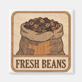 Rustic Coffee Beans Magnet
