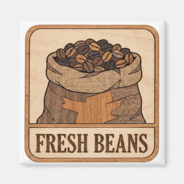 Rustic Coffee Beans Magnet (Framsidan)